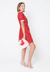 A-line Collared Above the Knee Floral Print Darts Button Closure Vintage Puff Sleeves Sleeves Shirt Dress