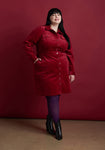 A-line Collared Stretchy Fitted Button Front Pocketed Vintage Fall Long Sleeves Shirt Dress