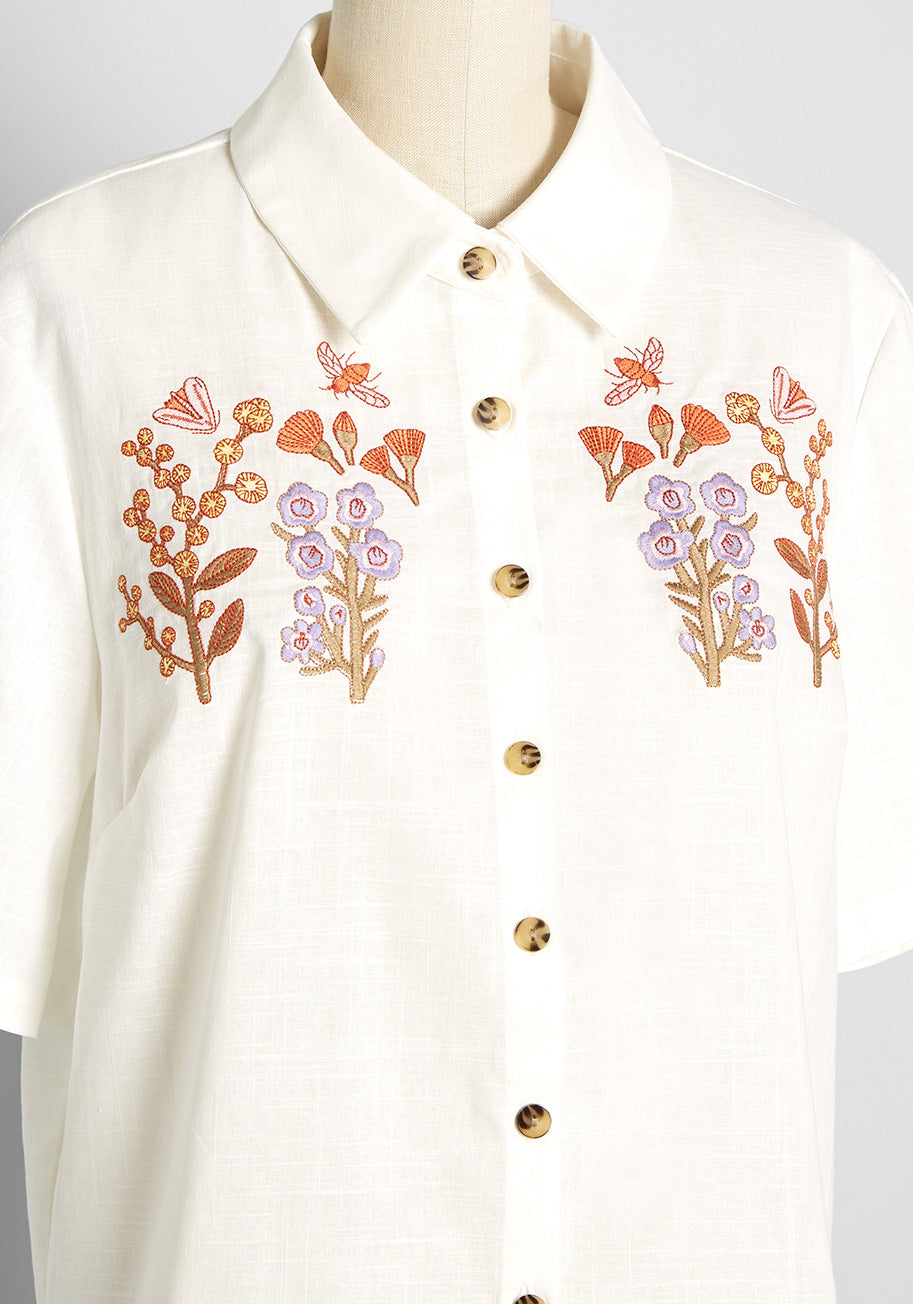 Beauty And The Bees Embroidered Blouse