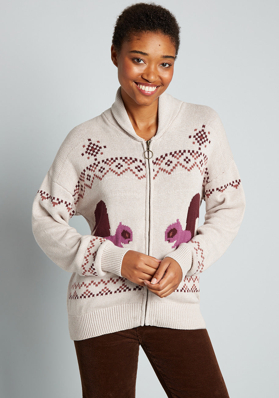 Nuttier Than Ever Fair Isle Zip-Up Sweater