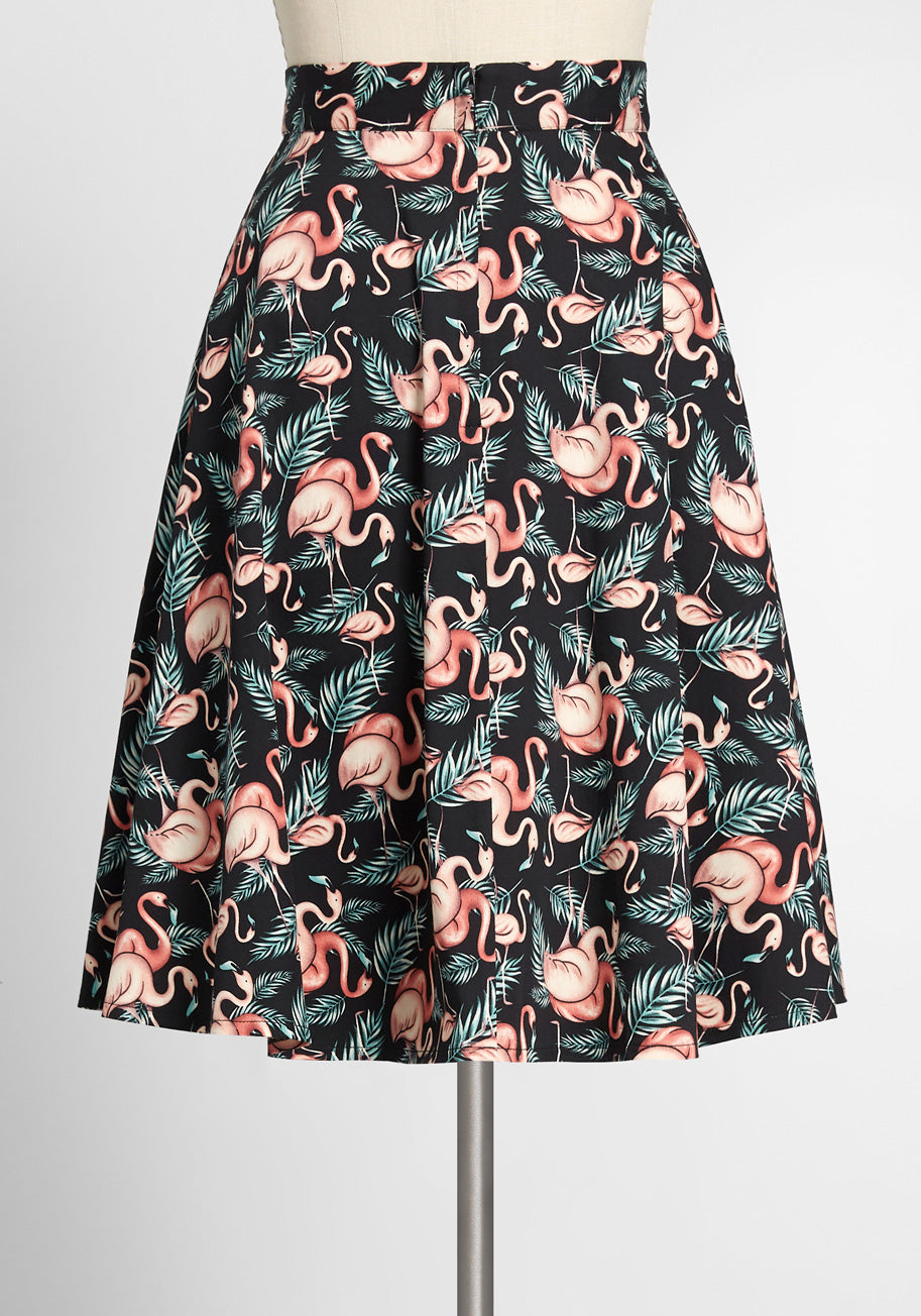 Flamingo Dancing A-Line Skirt