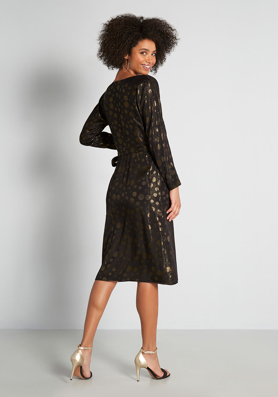 Golden Record Party Wrap Dress