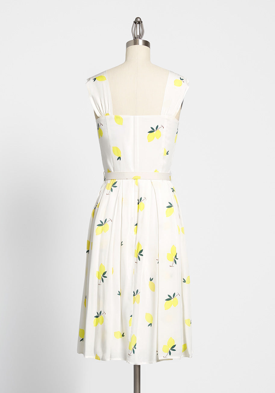 ModCloth x Collectif Sippin' Lemonade Belted Dress