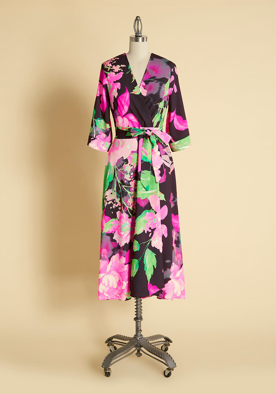 Feelin' Floral in My Mind Midi Wrap Dress