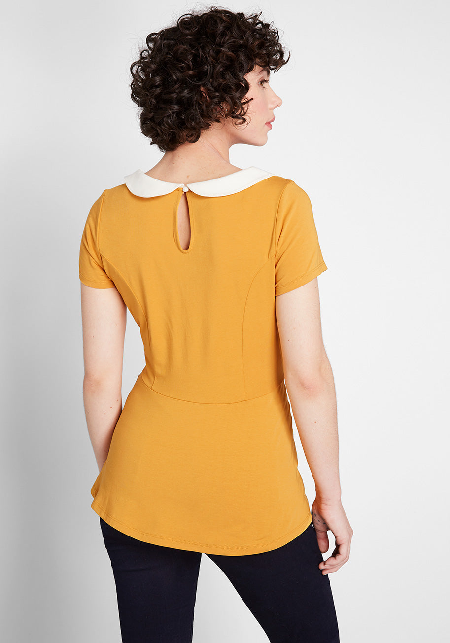 Collared Reflections Peplum Top