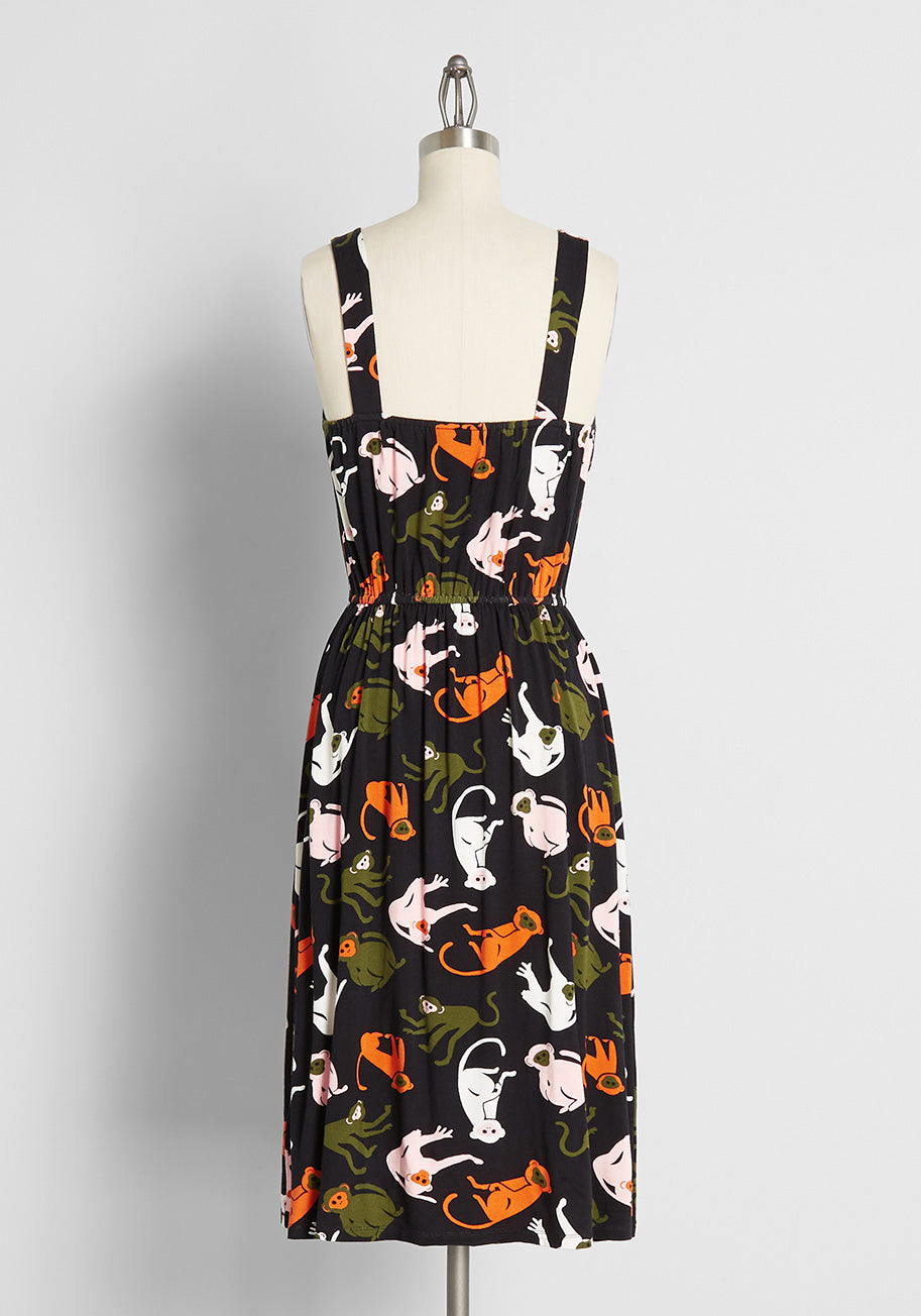 Monkeys in the Middle Midi Dress