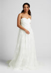 Strapless Sweetheart Embroidered Ruched Fitted Side Zipper Floral Print Wedding Dress/Maxi Dress with a Court Train
