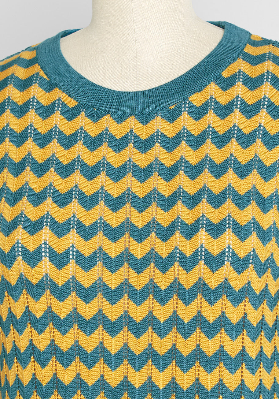 Stuck On Chevron Sweater Knit Top