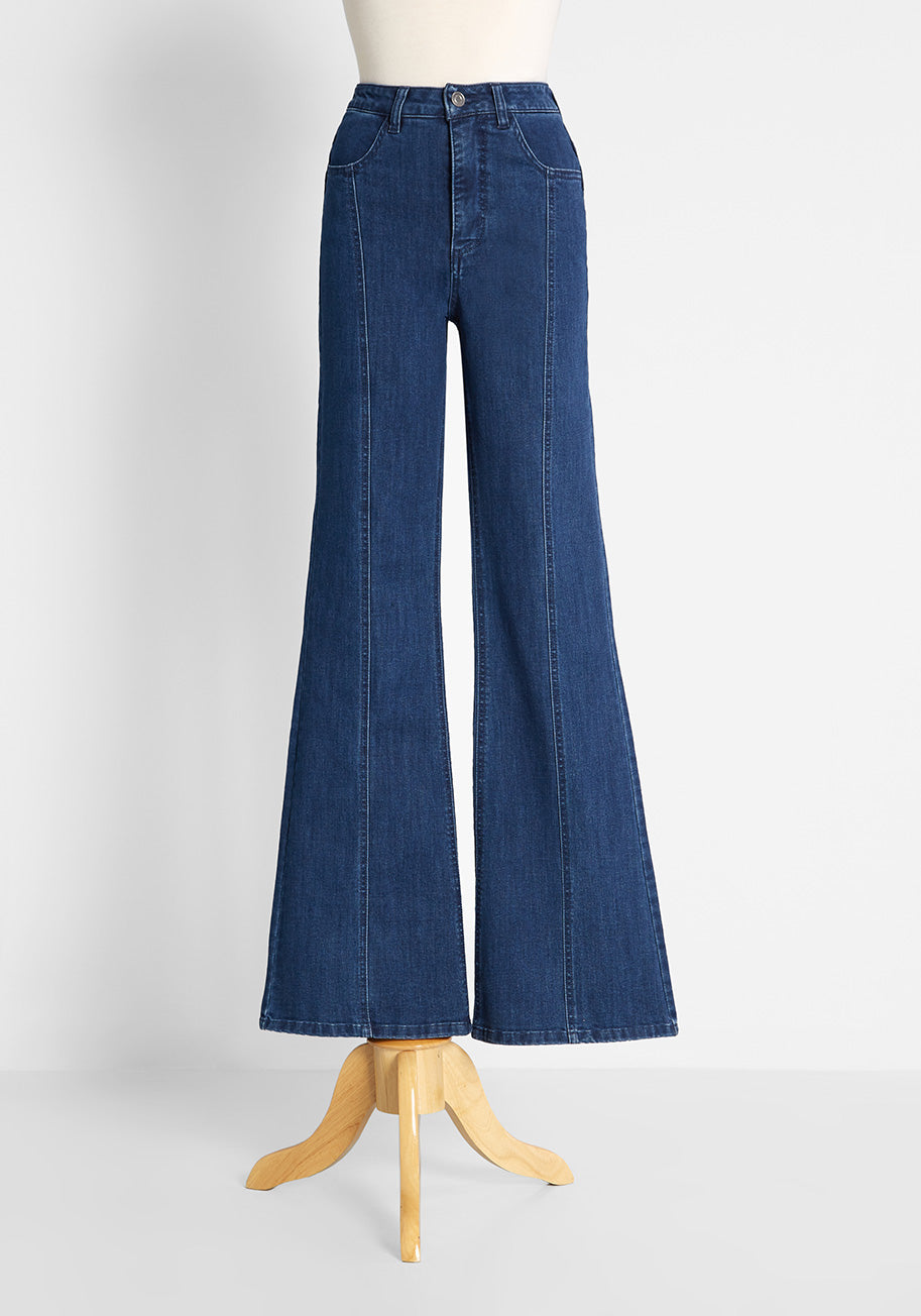 Good Day Sunshine Seamed Wide-Leg Jeans