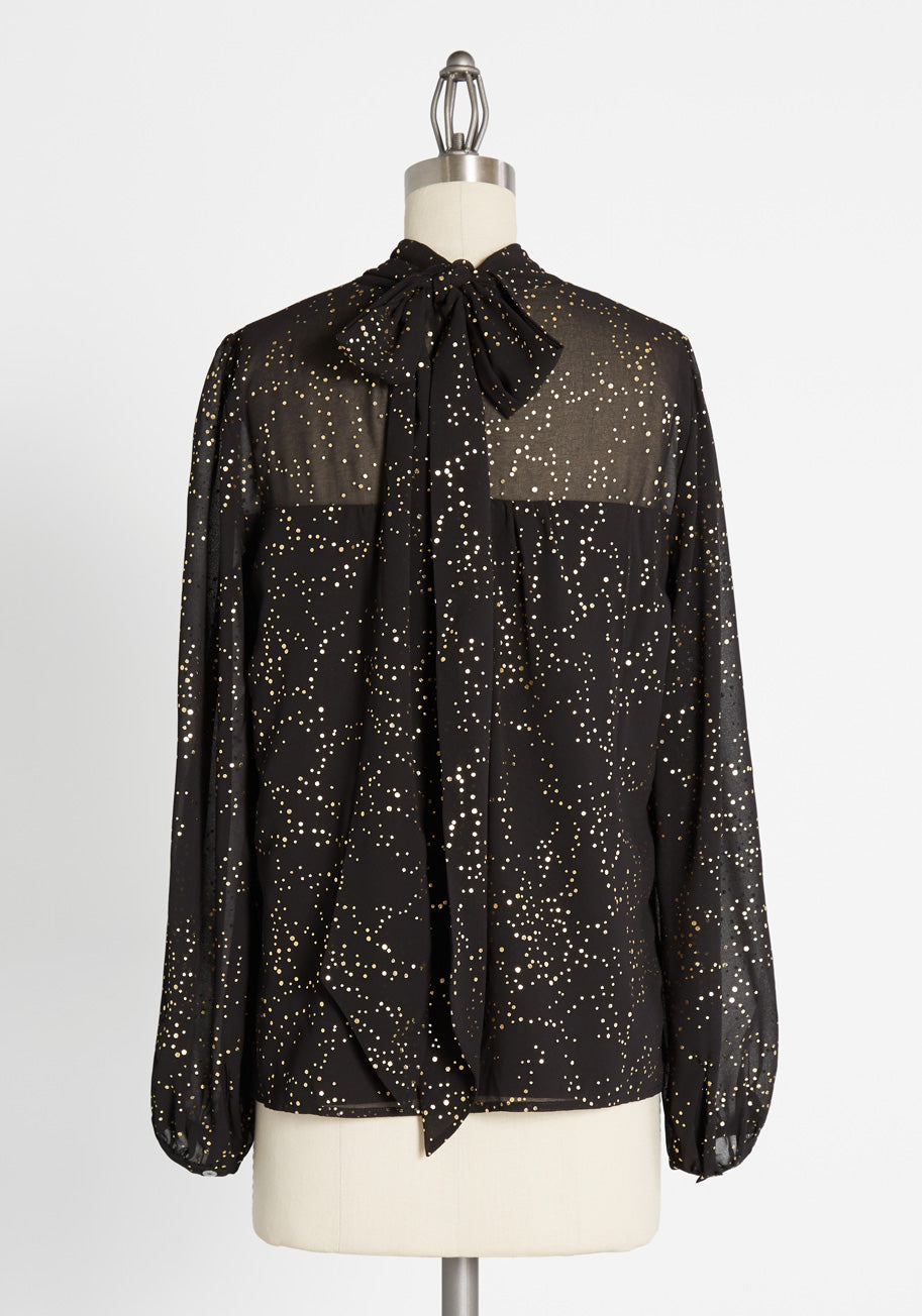 Covered in Stardust Mock Neck Blouse