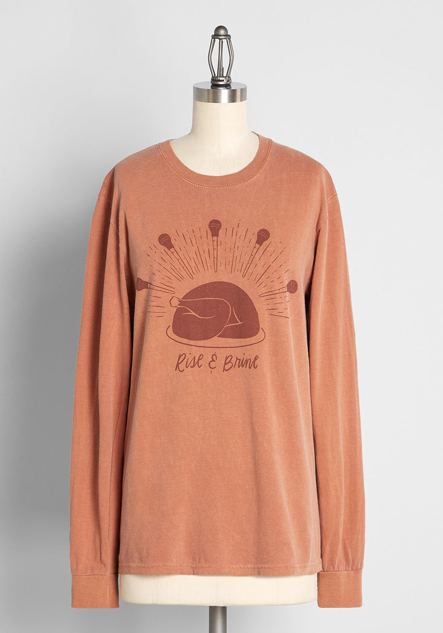 It's Time to Rise and Brine Graphic Long Sleeve Tee