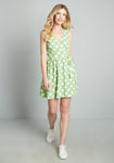 A-line V-neck Short Floral Print Polyester Semi Sheer Wrap Self Tie Belted Dress