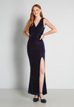 Sexy V-neck Plunging Neck Self Tie Open-Back Back Zipper Slit Sheath Sheath Dress/Party Dress/Maxi Dress