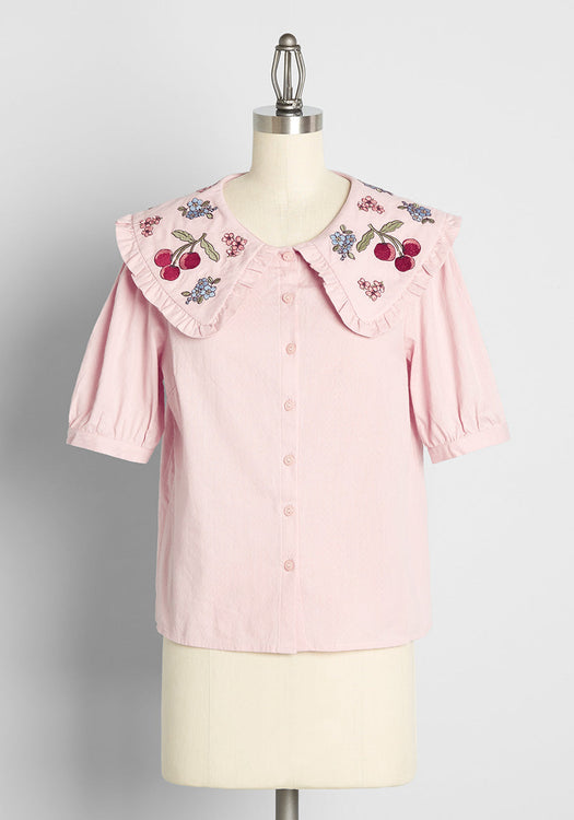 Glimpse Of The Garden Embroidered Blouse | ModCloth