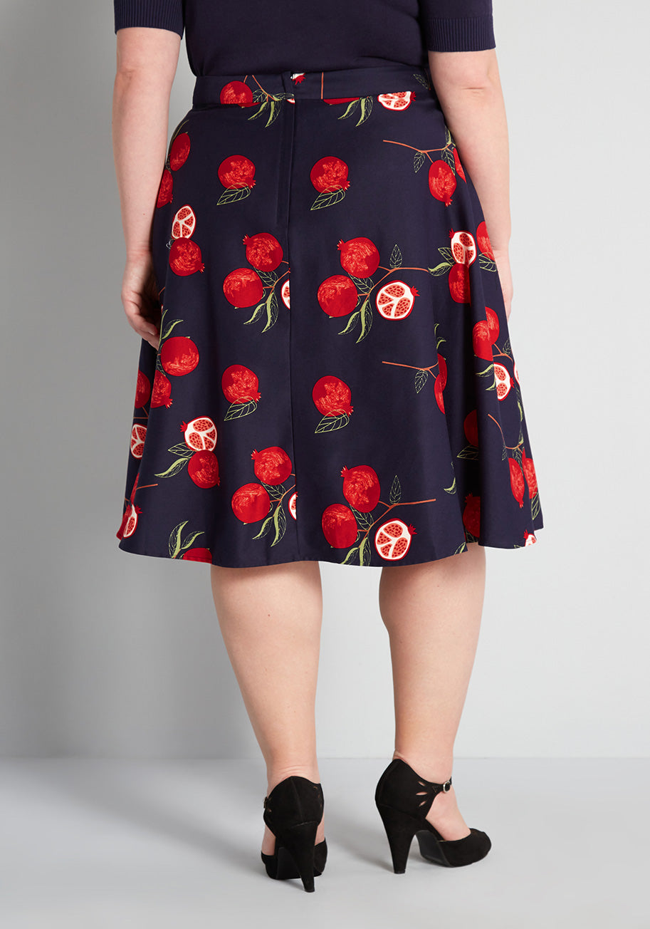 Modcloth X Collectif Peaceful Pomegranate Swing Skirt