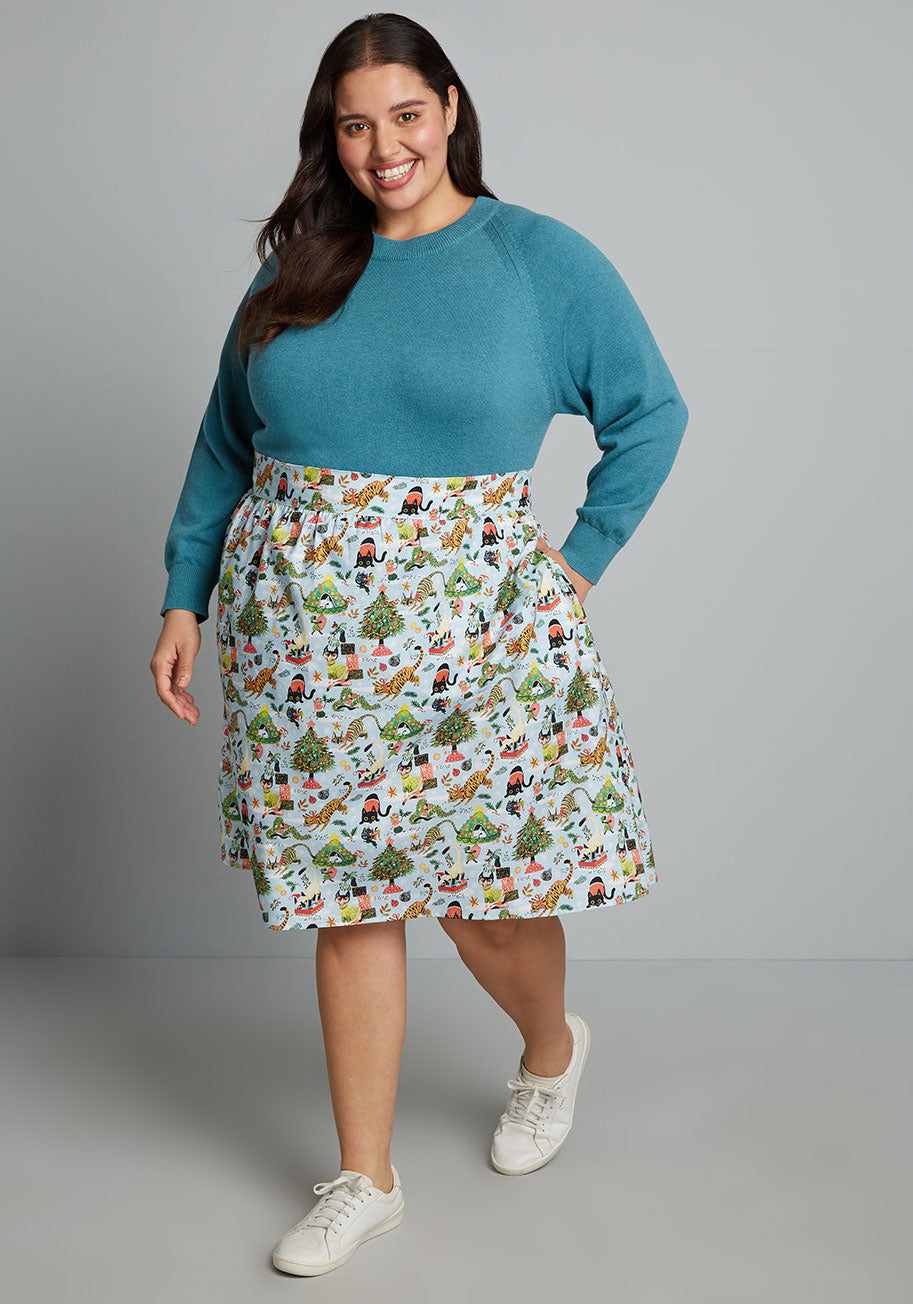 ModCloth X Retrolicious Tabby Holidays A-Line Skirt