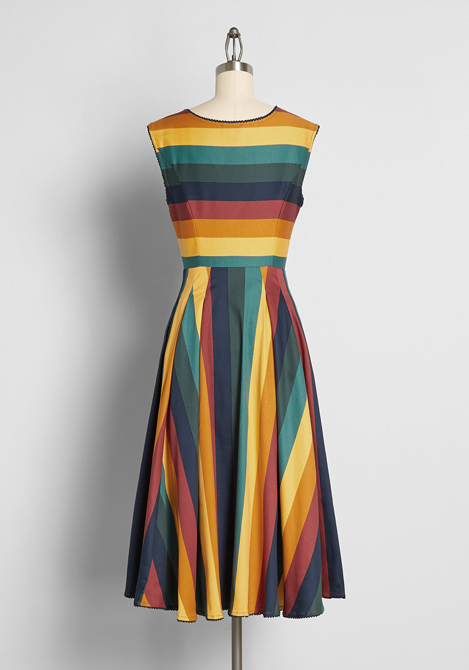 Slice Of Rainbow Fit and Flare Dress