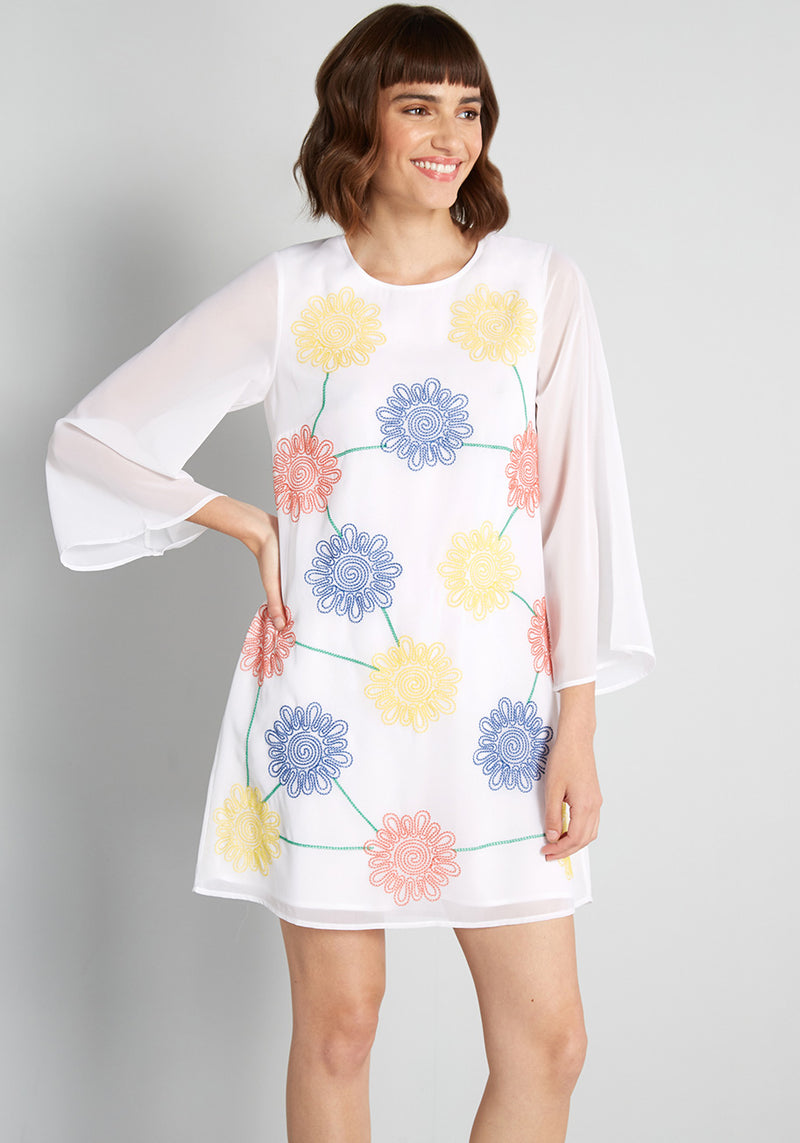 Springtime Soiree Embroidered Shift Dress