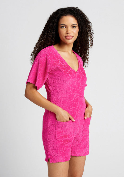 Beach Chaser Velour Romper Sweet Berry | ModCloth