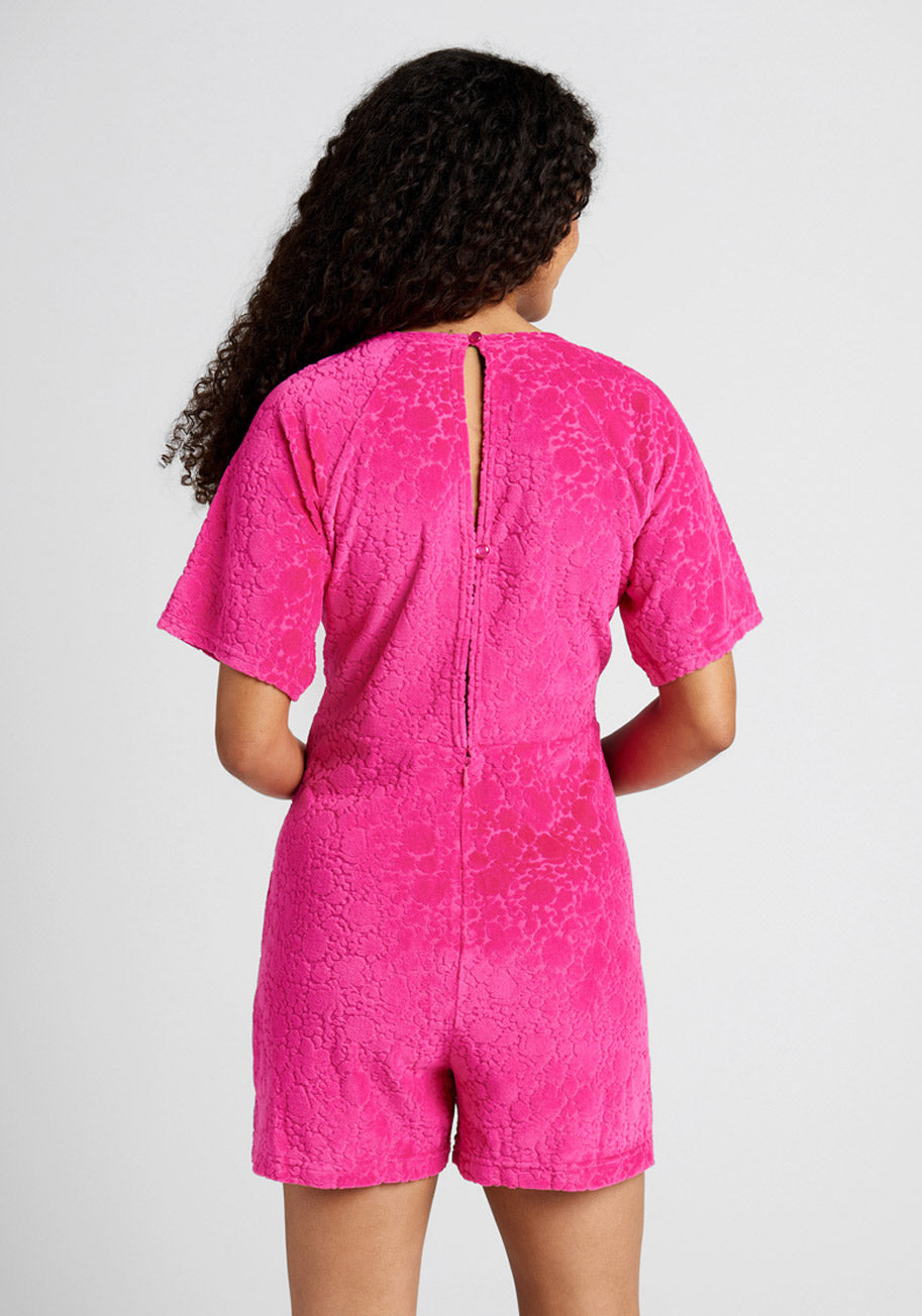 Beach Chaser Velour Romper Sweet Berry