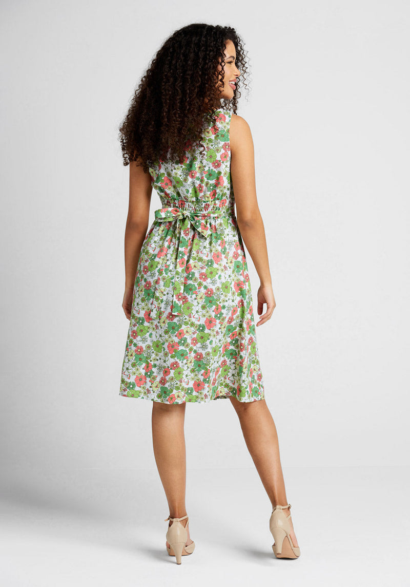 2023 F&F Pink Floral Tea Dress Best-Selling with a discount 55%