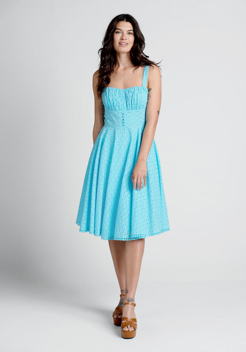 Baby Blue Polka Fit & Flare Dress