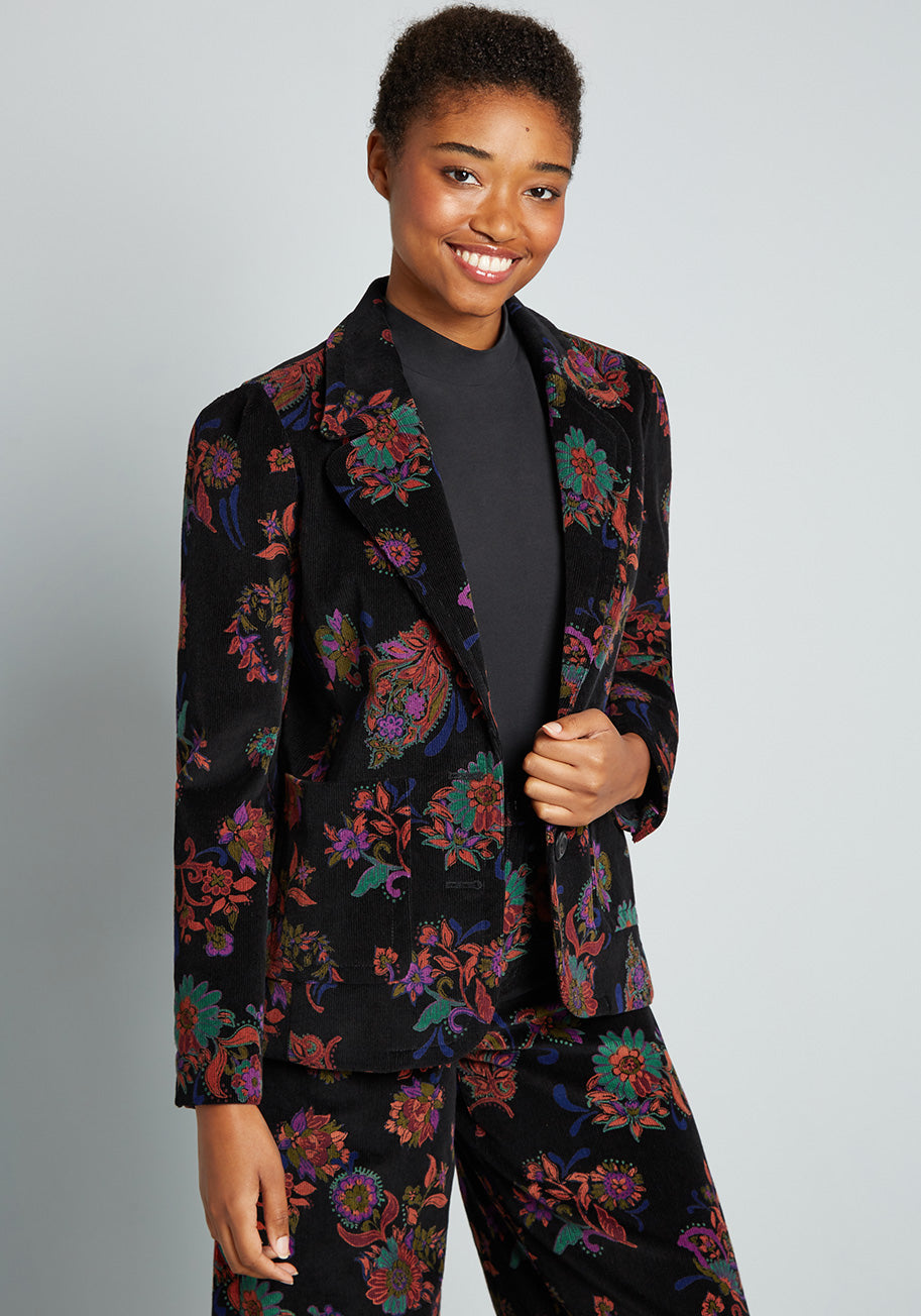 A 'Paisley' Habit Puff Sleeve Blazer