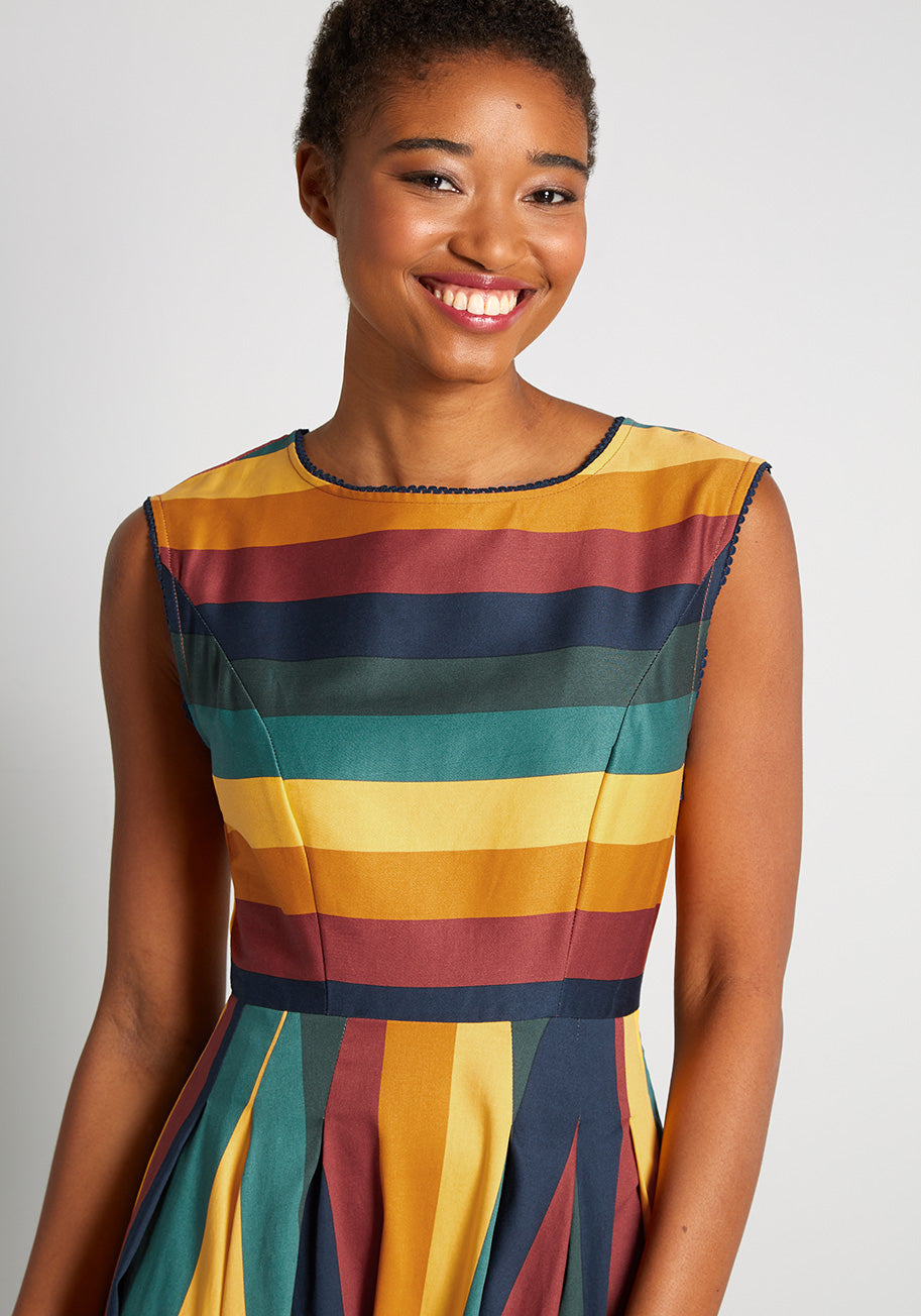 Slice Of Rainbow Fit and Flare Dress