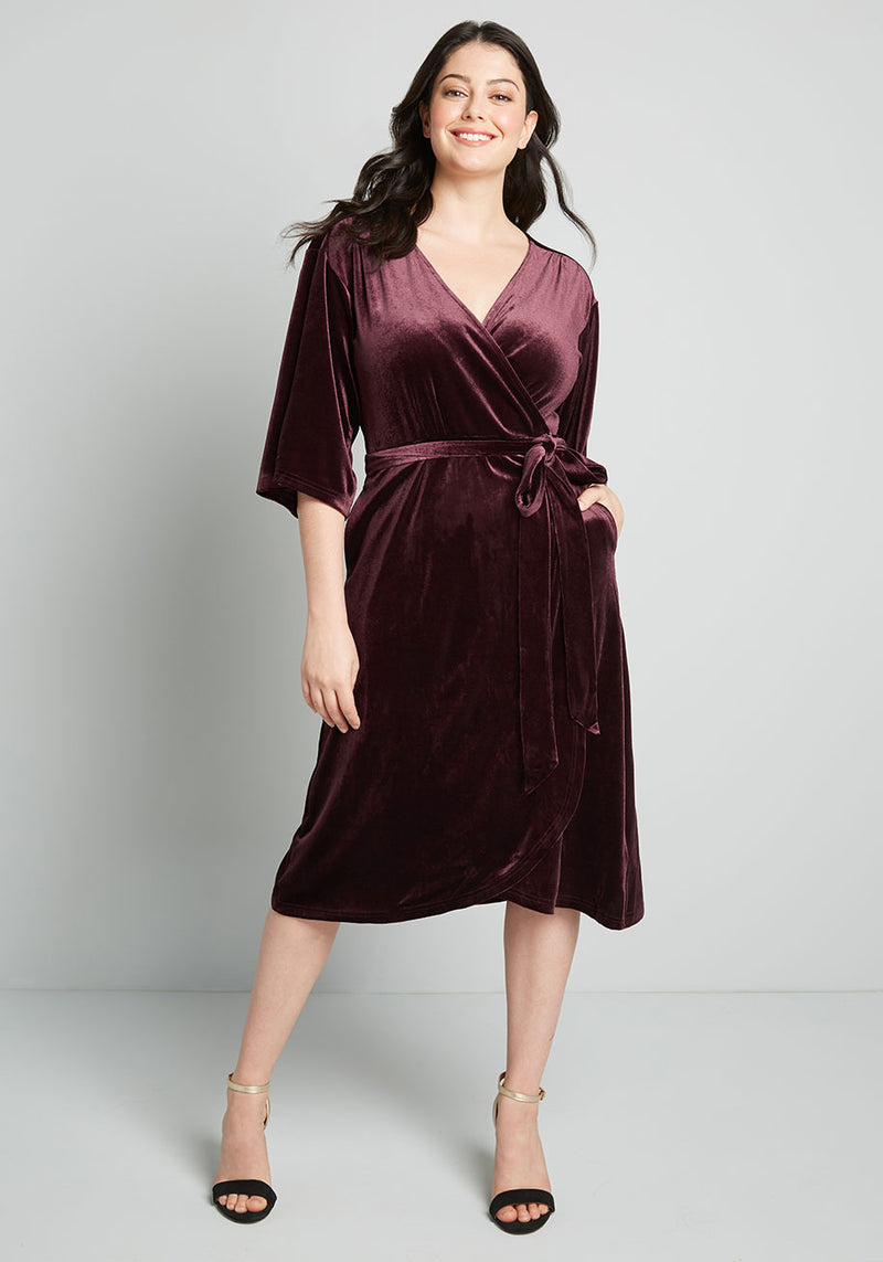 Wrapped In Elegance Velvet Midi Dress | ModCloth