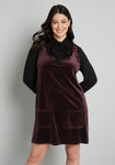 Button Closure Pocketed Short Scoop Neck Pinafore Jumper