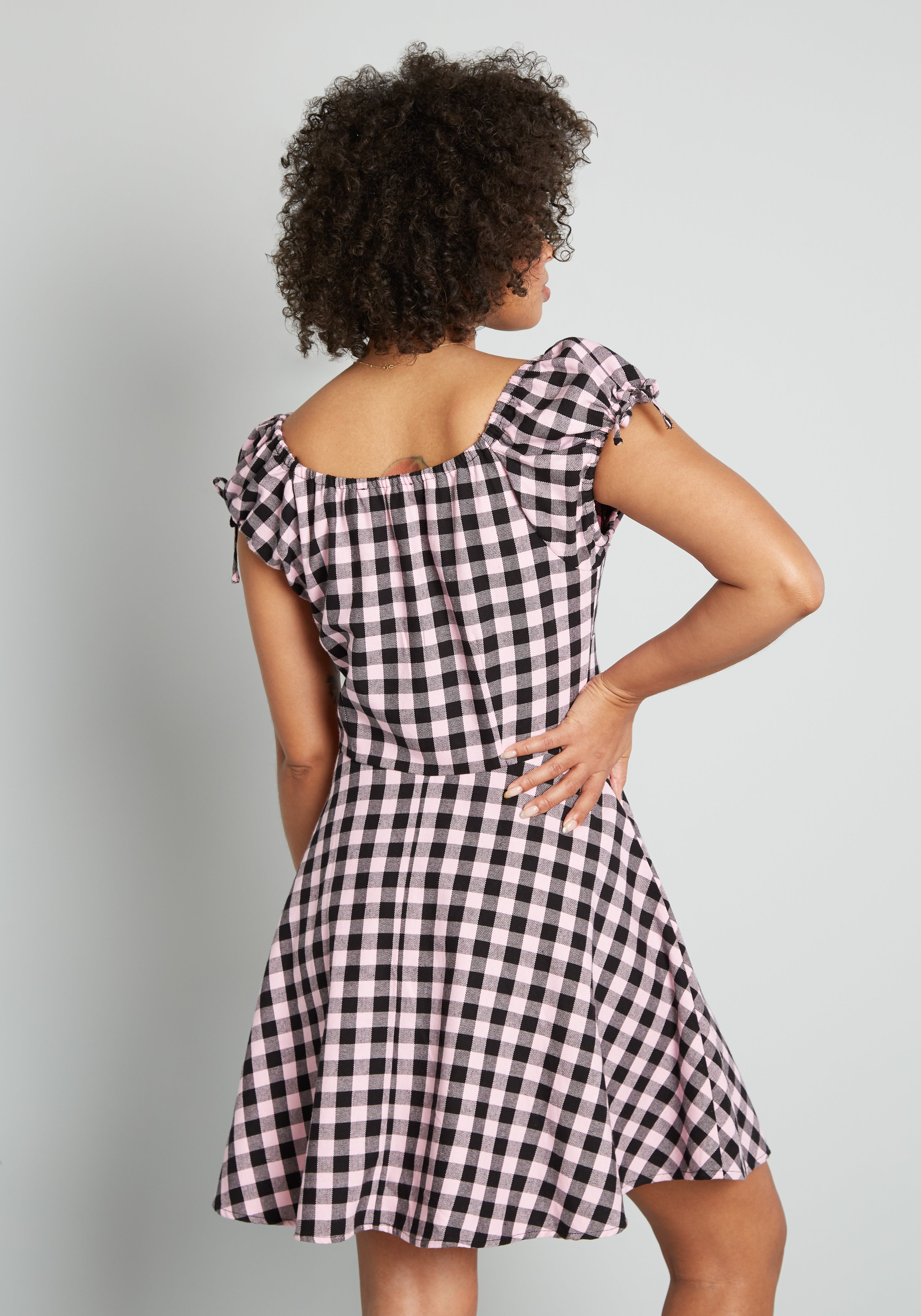 Attitudes In Check A-Line Dress