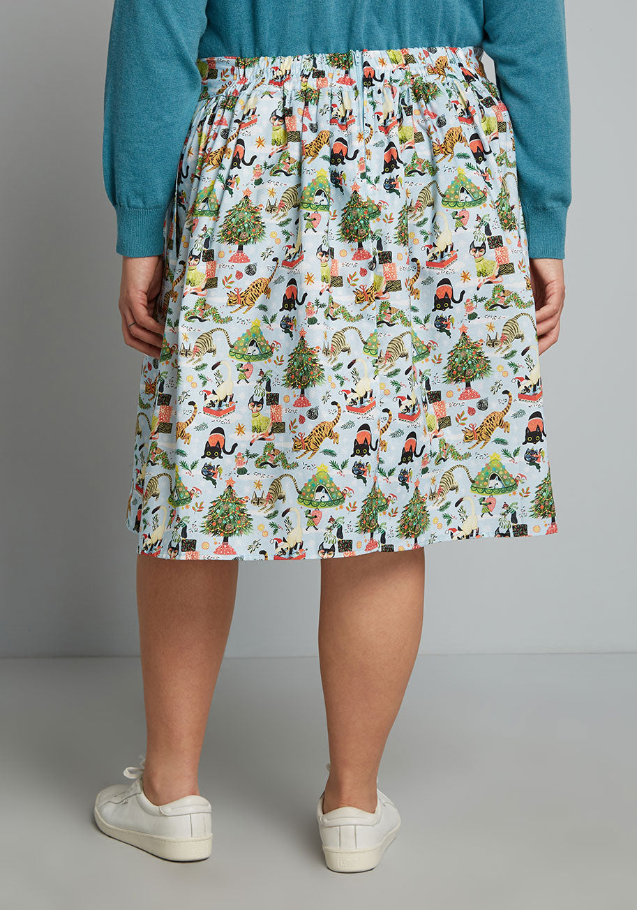 ModCloth X Retrolicious Tabby Holidays A-Line Skirt