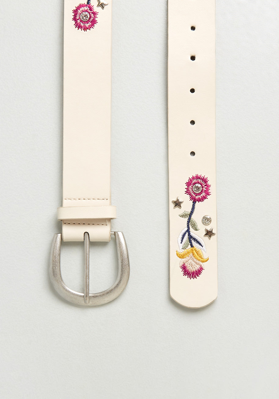 Floral Whimsy Embroidered Belt