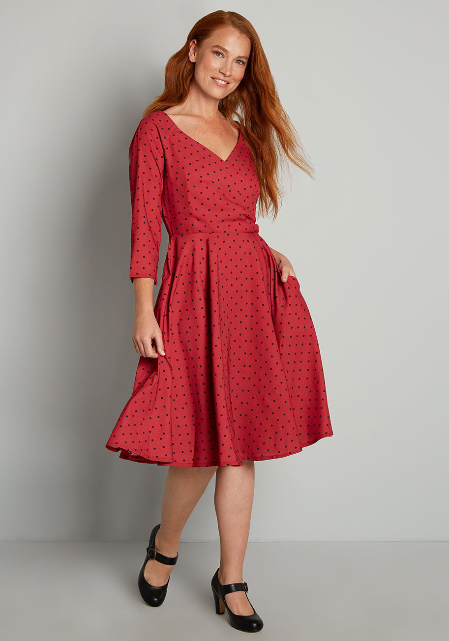 Smoking Hot In Polka Dot Swing Dress