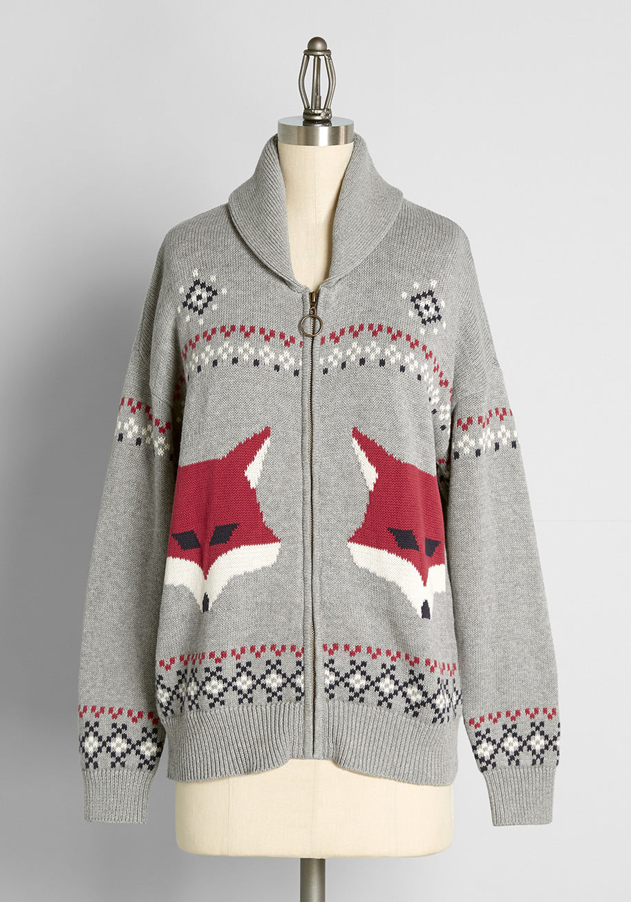 No Fox Given Fair Isle Zip-Up Sweater