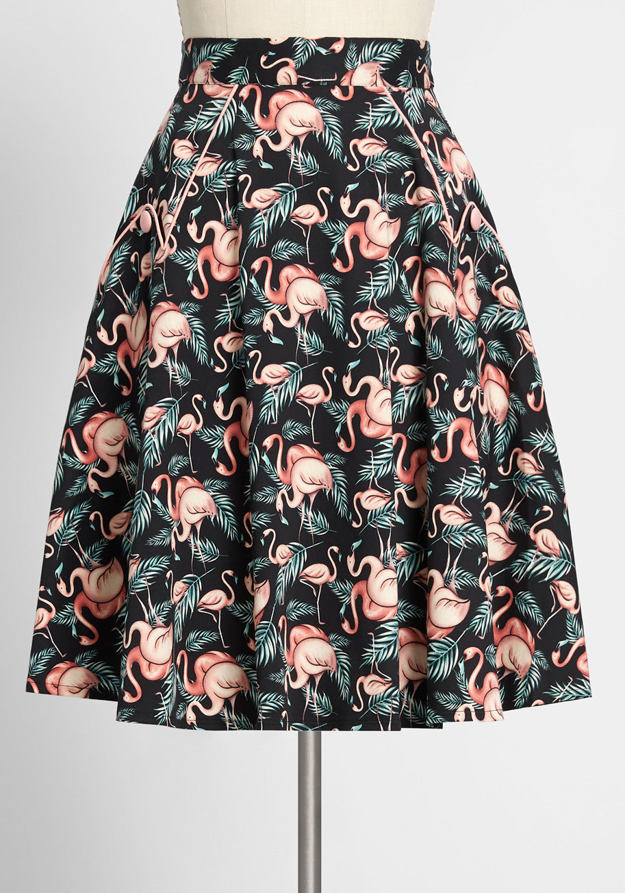 Flamingo Dancing A-Line Skirt