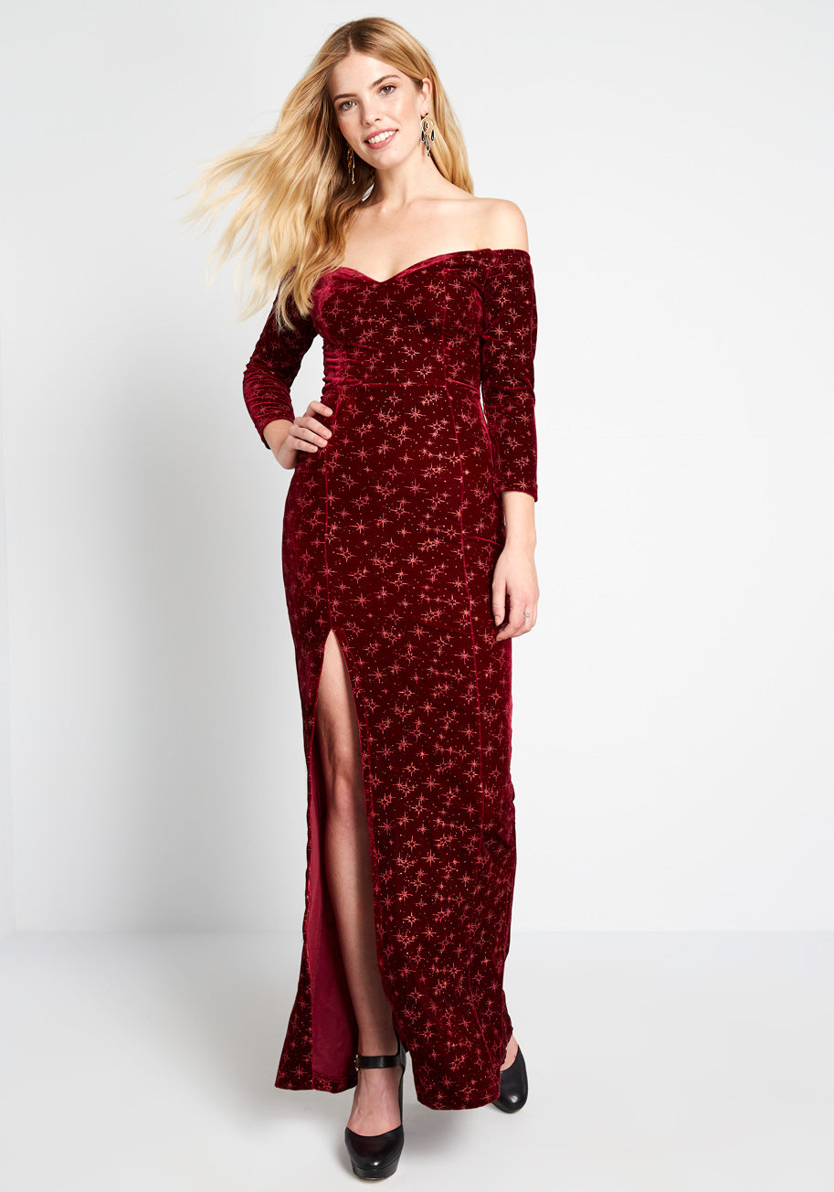 Superbly Sparkly Velvet Maxi Dress