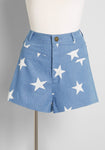 Bright & Beautiful All Stars, No Stripes High rise Denim Shorts