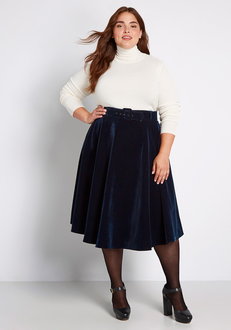 ModCloth x Collectif Dolled Up Velvet Swing Skirt