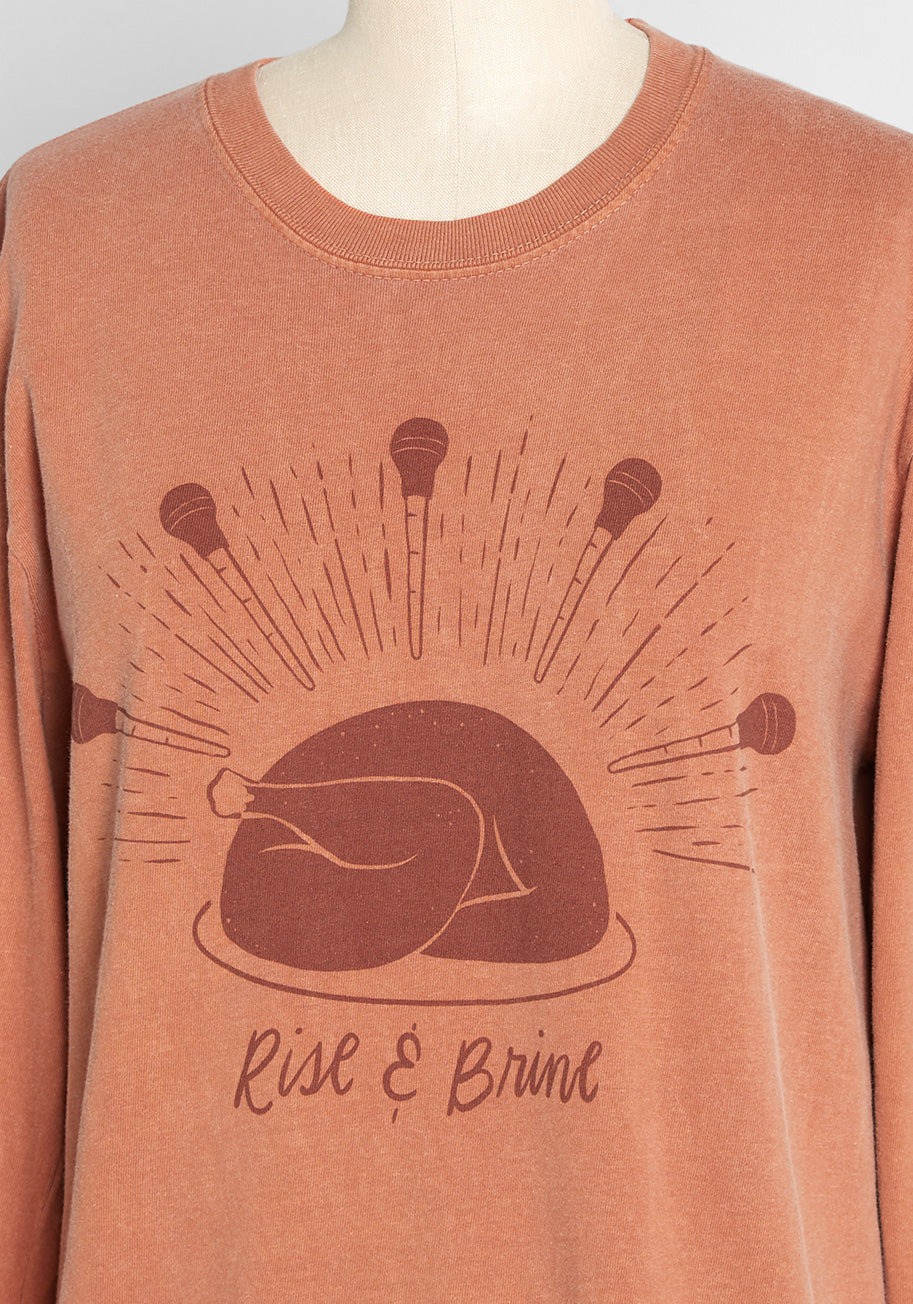 It's Time to Rise and Brine Graphic Long Sleeve Tee