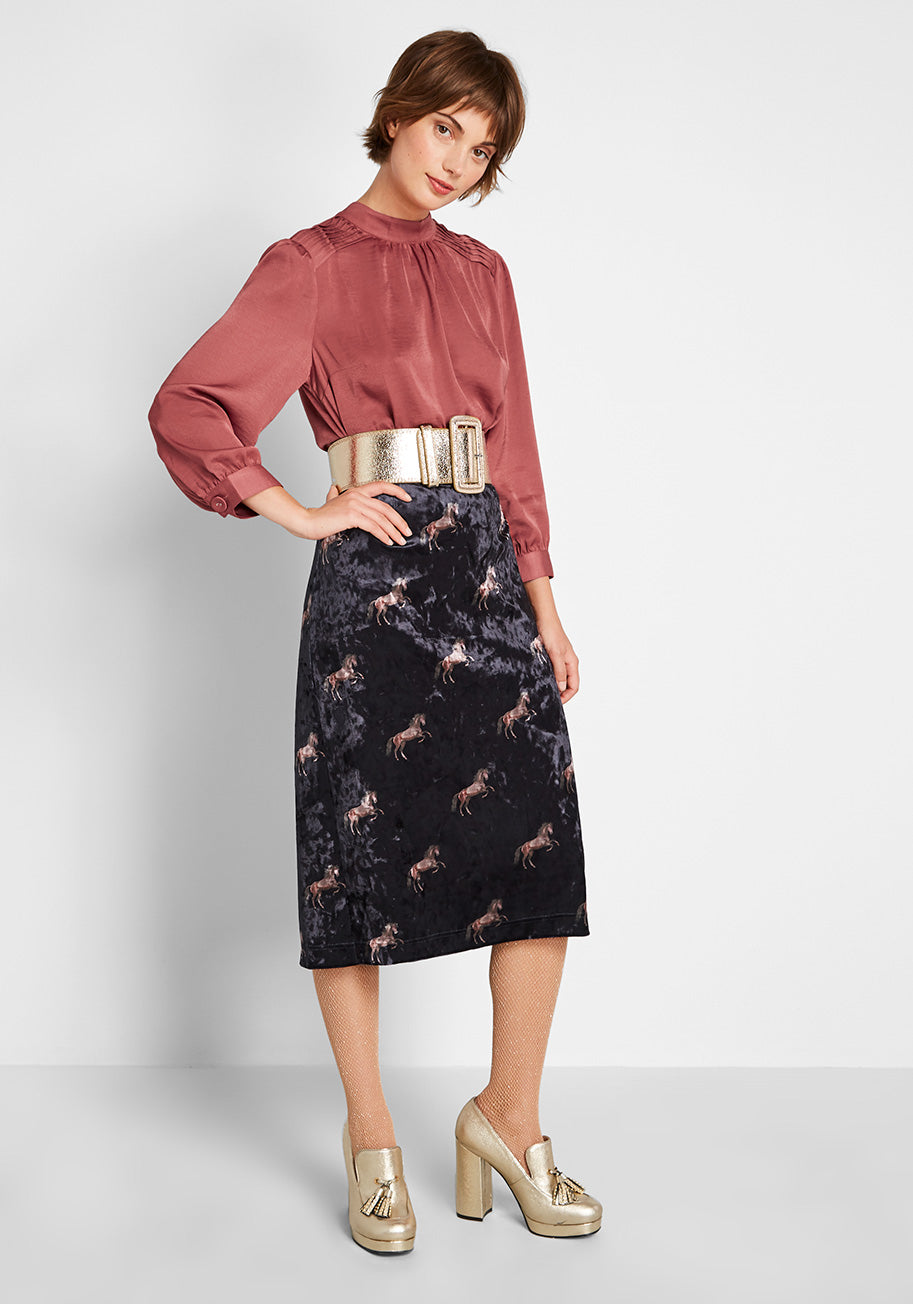 The Plot Thickens Velvet Pencil Skirt