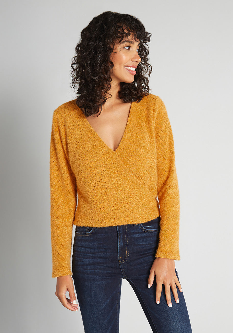 A Golden Opportunity Surplice Sweater