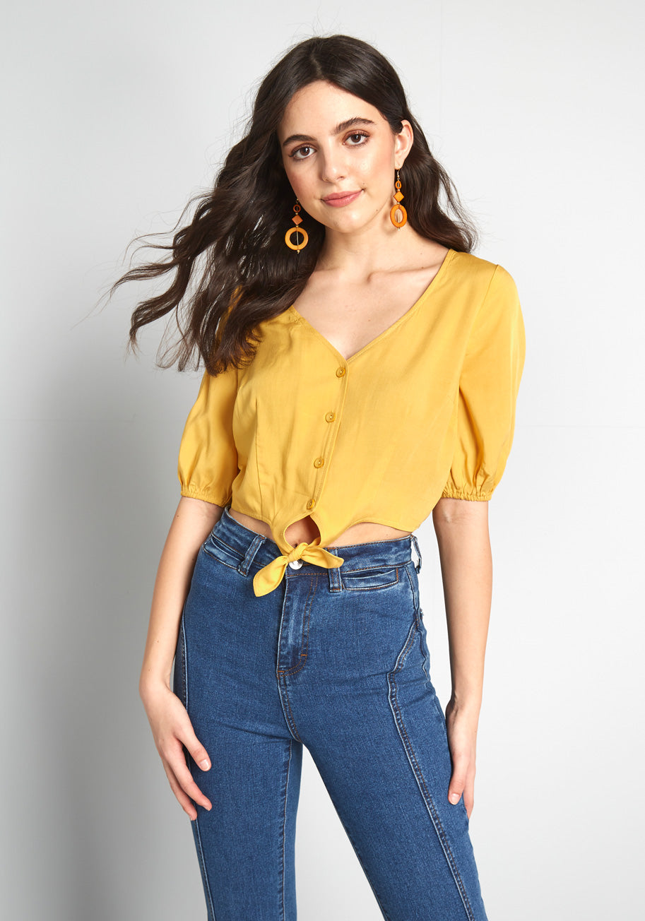 ModCloth x Collectif Feeling Knot-ty Crop Top