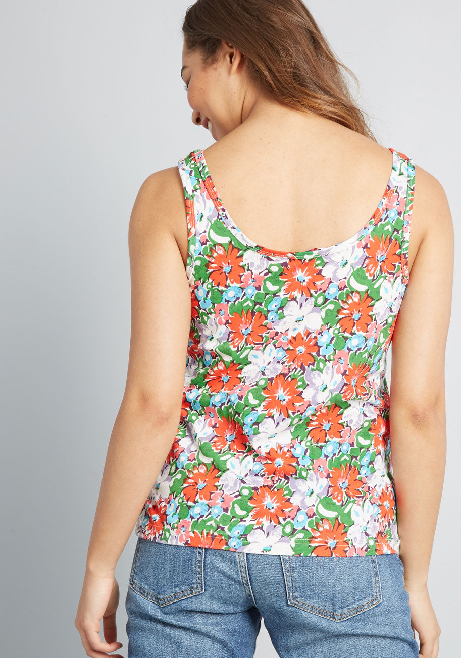 Floral Formula Cotton Tank Top