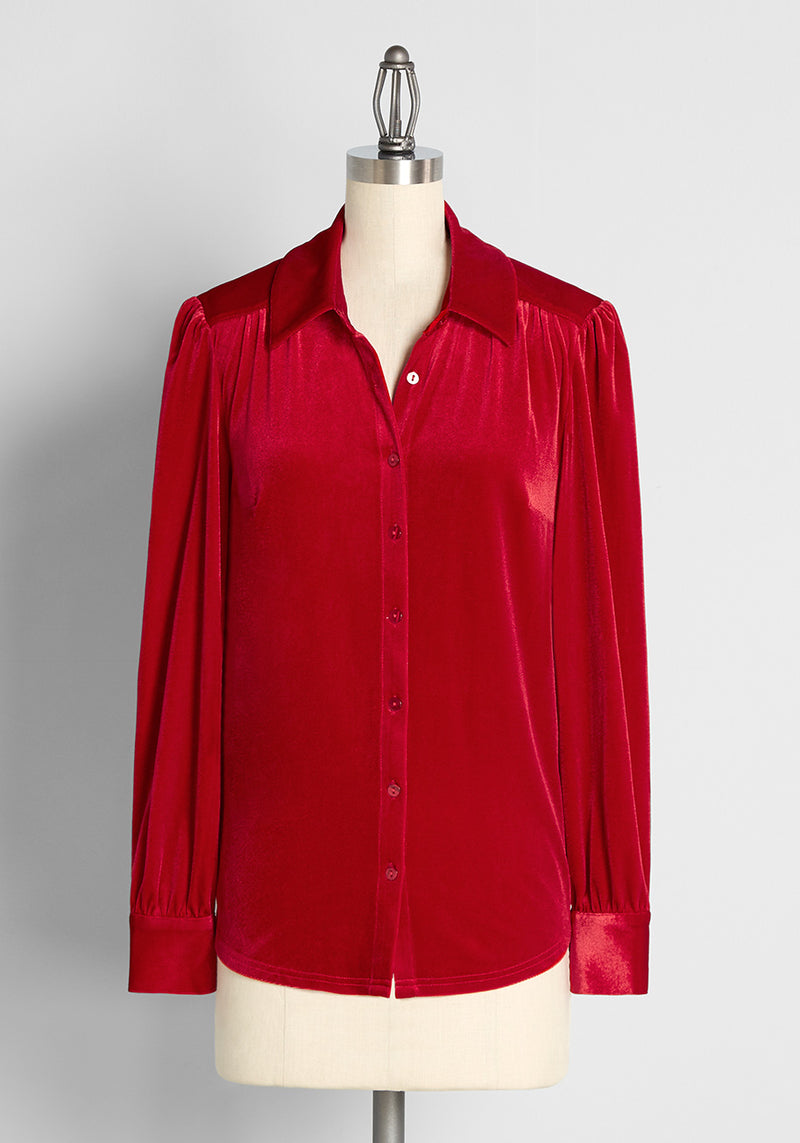 PURE JILL SATIN-NECKLINE VELOUR TUNIC