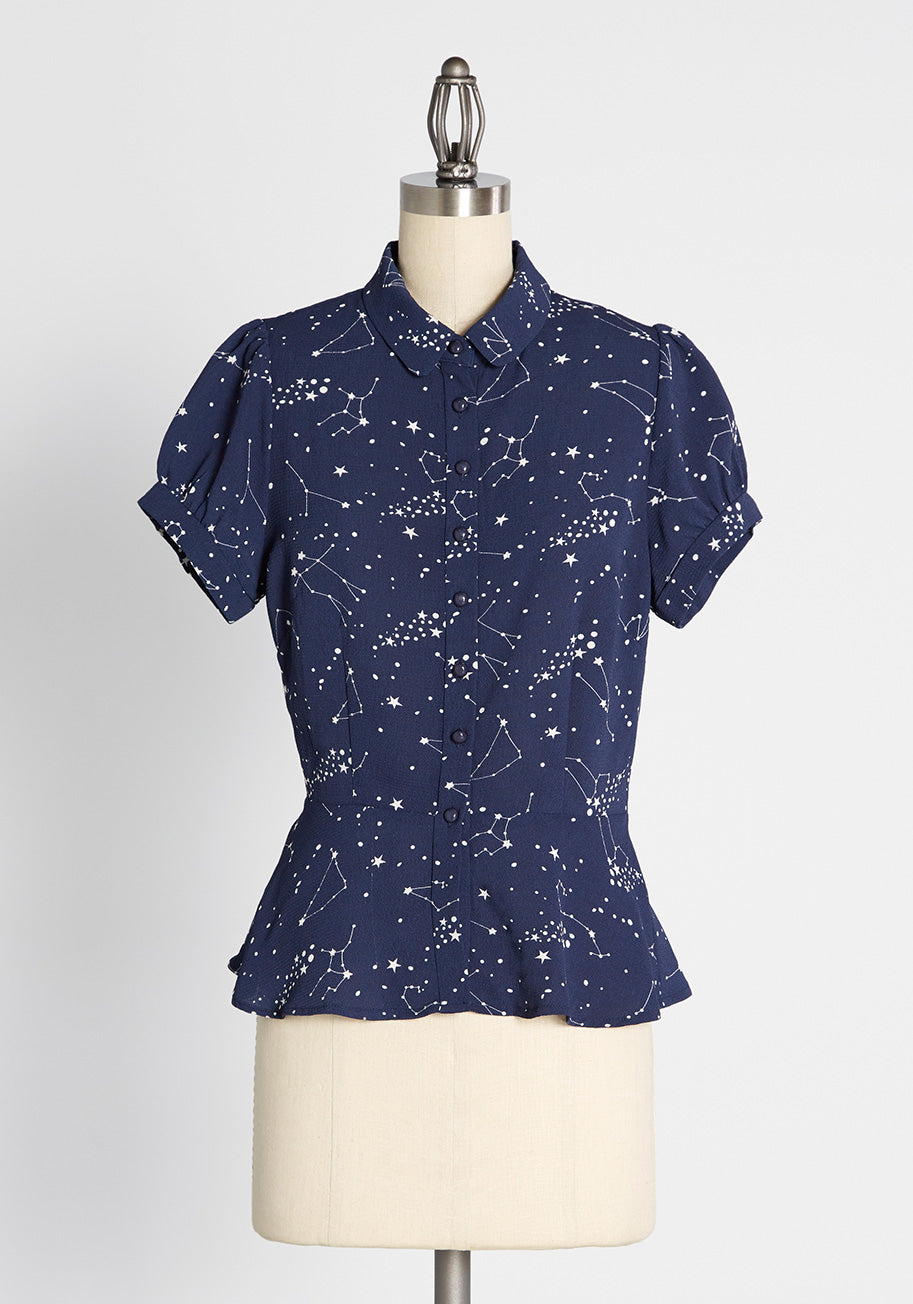 Cosmic Constellation Peplum Blouse