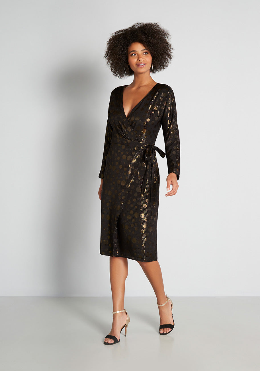 Golden Record Party Wrap Dress