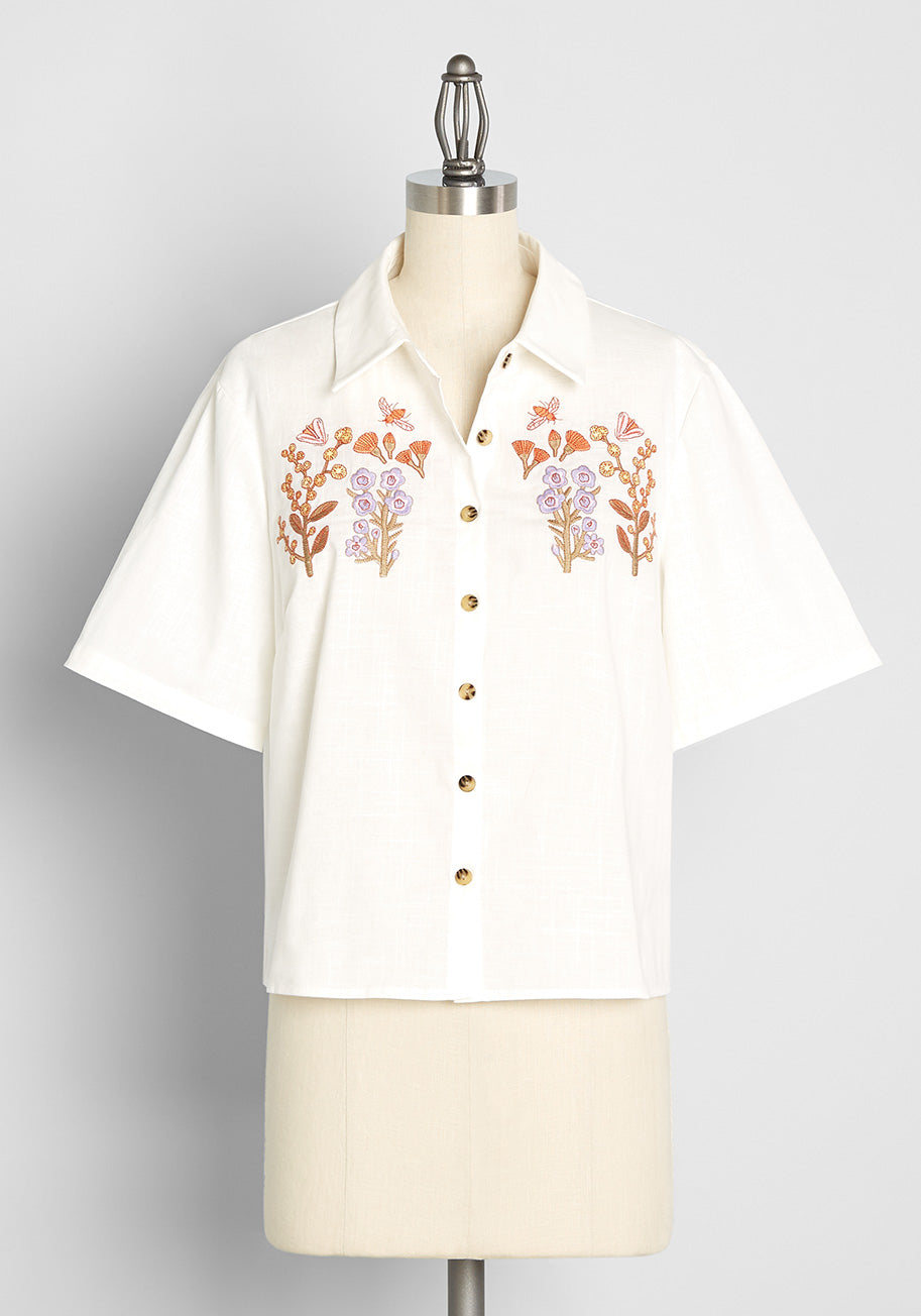 Beauty And The Bees Embroidered Blouse