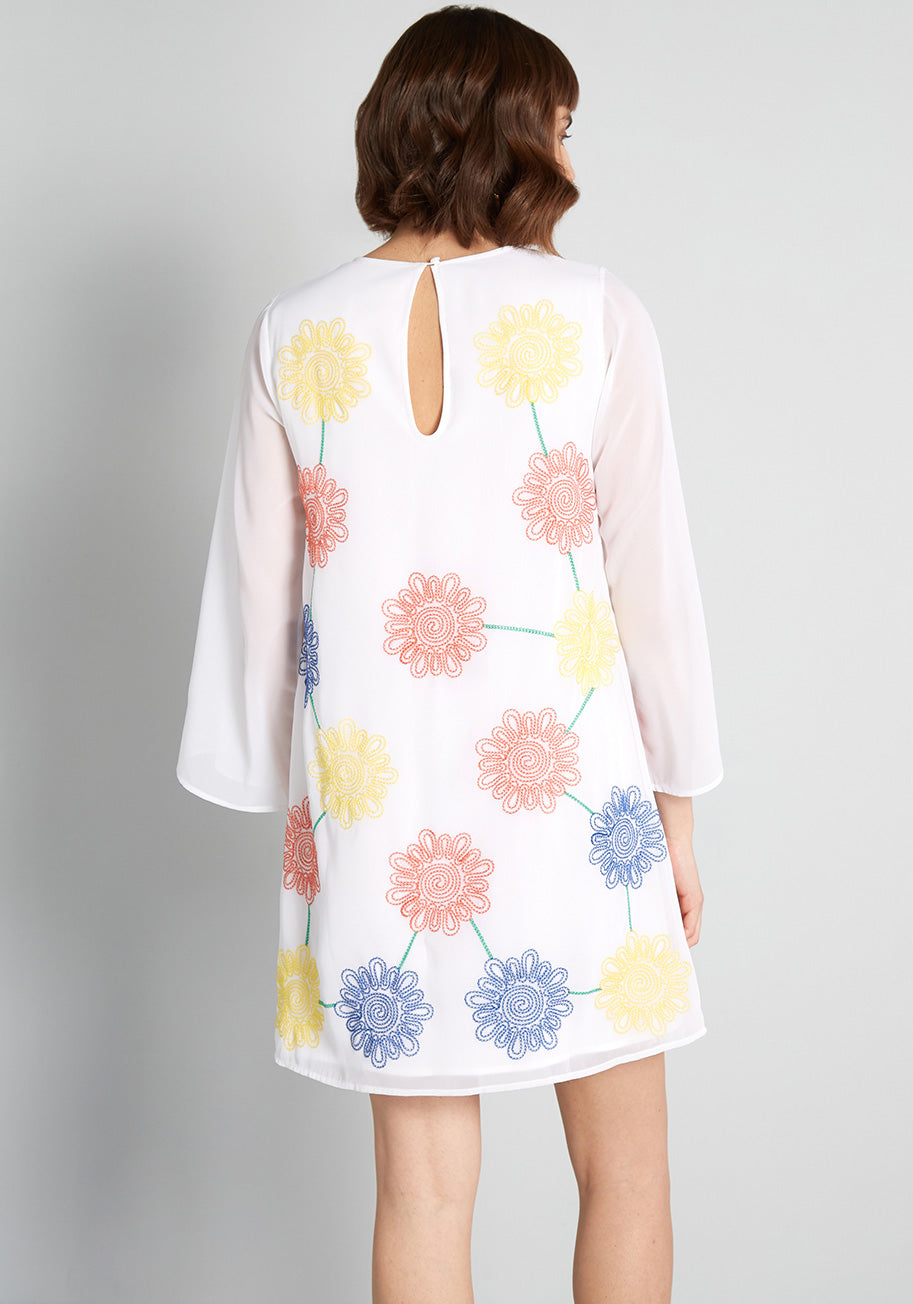 Springtime Soiree Embroidered Shift Dress