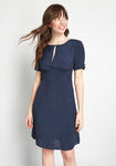 A-line Short Sleeves Sleeves Keyhole Back Zipper Empire Waistline Dress